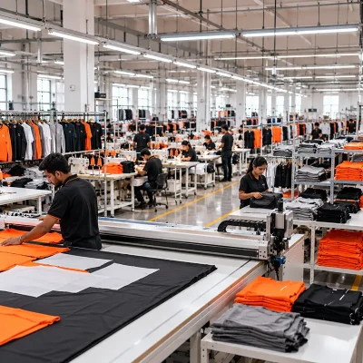 Industrial Garment Manufacturing Factory Floor